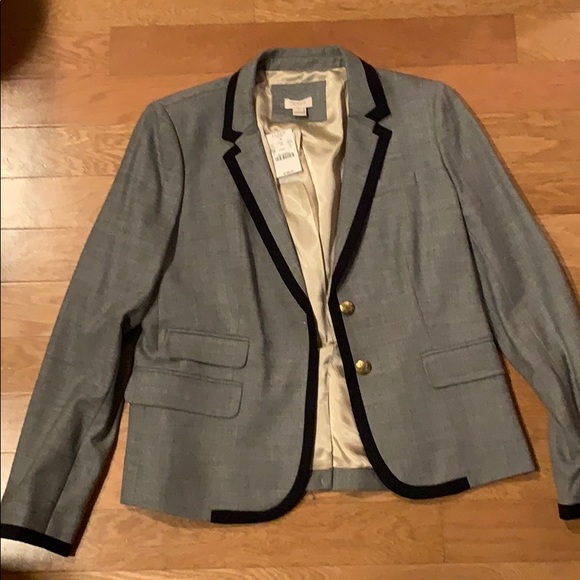 J crew gray navy and gold detail blazer - Picture 3 of 8